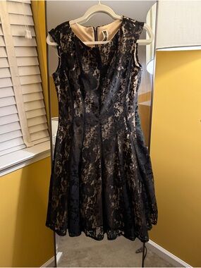 Julian Taylor Black Lace Dress with Nude Lining
